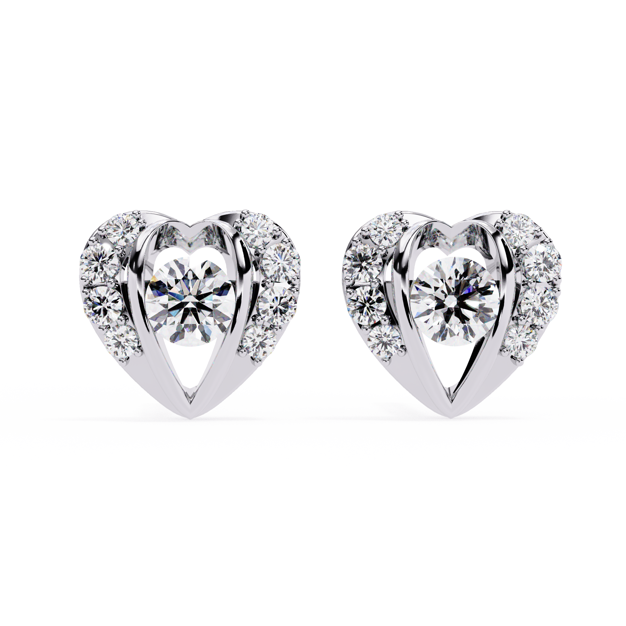 0.74ct Natural Diamond Heart Earrings